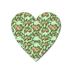 Retro 1880s Flowers Pattern 5 Heart Magnet by violetheavensky