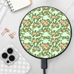 Retro 1880s Flowers Pattern 5 Wireless Fast Charger(black) by violetheavensky