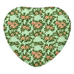 Retro 1880s Flowers Pattern 5 Heart Glass Fridge Magnet (4 Pack) by violetheavensky