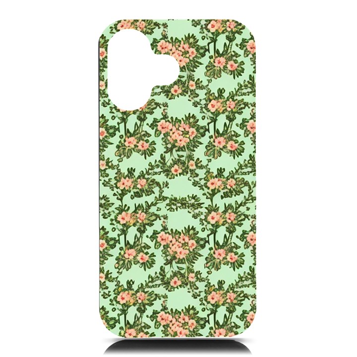 Retro 1880s Flowers Pattern 5 iPhone 16 Black UV Print PC Hardshell Case