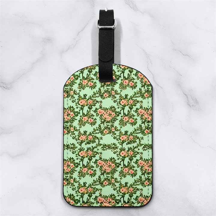 Retro 1880s Flowers Pattern 5 Nappa Leather Luggage Tag Rectangle