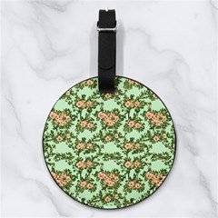 Retro 1880s Flowers Pattern 5 Nappa Leather Luggage Tag Round by violetheavensky