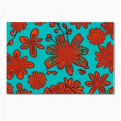 Mid Century Retro Floral 1970s 1960s Pattern 103 Postcard 4 x 6  (pkg Of 10) by violetheavensky