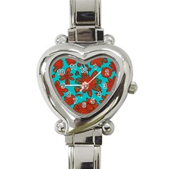 Mid Century Retro Floral 1970s 1960s Pattern 103 Heart Italian Charm Watch by violetheavensky