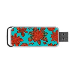 Mid Century Retro Floral 1970s 1960s Pattern 103 Portable Usb Flash (one Side) by violetheavensky