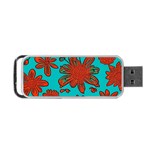 Mid Century Retro Floral 1970s 1960s Pattern 103 Portable USB Flash (One Side) Front