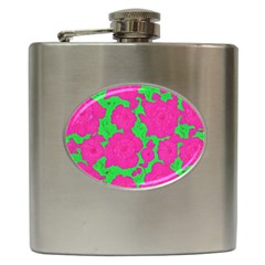 Mid Century Retro Floral 1970s 1960s Pattern 98 Hip Flask (6 Oz) by violetheavensky