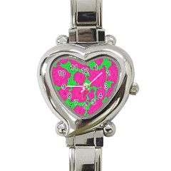 Mid Century Retro Floral 1970s 1960s Pattern 98 Heart Italian Charm Watch by violetheavensky