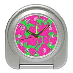 Mid Century Retro Floral 1970s 1960s Pattern 98 Travel Alarm Clock Front