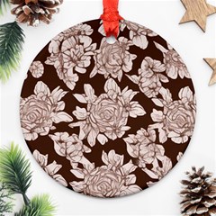 Mid Century Retro Floral 1970s 1960s Pattern 106 Round Ornament (two Sides) by violetheavensky