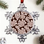 Mid Century Retro Floral 1970s 1960s Pattern 106 Metal Large Snowflake Ornament Front