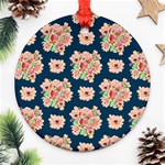 Retro 1880s Flowers Pattern 7 Round Ornament (Two Sides) Front