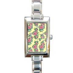 Retro 1880s Flowers Pattern 8 Rectangle Italian Charm Watch by violetheavensky