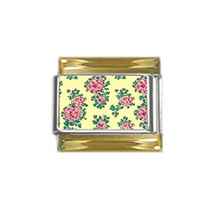 Retro 1880s Flowers Pattern 8 Gold Trim Italian Charm (9mm) by violetheavensky