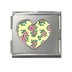 Retro 1880s Flowers Pattern 8 Mega Link Heart Italian Charm (18mm) by violetheavensky