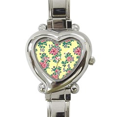 Retro 1880s Flowers Pattern 8 Heart Italian Charm Watch by violetheavensky