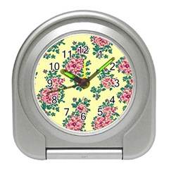 Retro 1880s Flowers Pattern 8 Travel Alarm Clock by violetheavensky