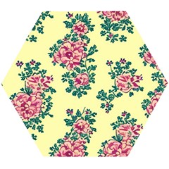 Retro 1880s Flowers Pattern 8 Wooden Puzzle Hexagon by violetheavensky