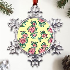 Retro 1880s Flowers Pattern 8 Metal Large Snowflake Ornament by violetheavensky