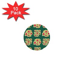 Retro 1880s Flowers Pattern 6 1  Mini Buttons (10 Pack)  by violetheavensky