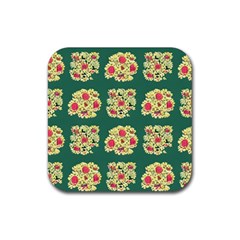 Retro 1880s Flowers Pattern 6 Rubber Coaster (square) by violetheavensky