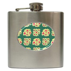 Retro 1880s Flowers Pattern 6 Hip Flask (6 Oz) by violetheavensky