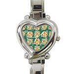 Retro 1880s Flowers Pattern 6 Heart Italian Charm Watch Front