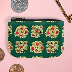 Retro 1880s Flowers Pattern 6 Mini Coin Purse by violetheavensky