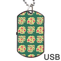 Retro 1880s Flowers Pattern 6 Dog Tag Usb Flash (one Side) by violetheavensky