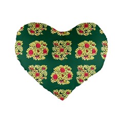 Retro 1880s Flowers Pattern 6 Standard 16  Premium Heart Shape Cushions by violetheavensky