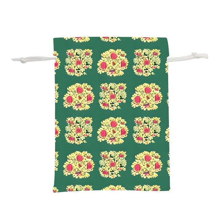 Retro 1880s Flowers Pattern 6 Lightweight Drawstring Pouch (L)