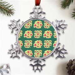 Retro 1880s Flowers Pattern 6 Metal Large Snowflake Ornament by violetheavensky