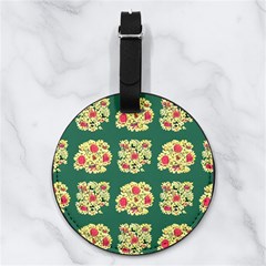 Retro 1880s Flowers Pattern 6 Nappa Leather Luggage Tag Round by violetheavensky