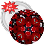 Mid Century Retro Floral 1970s 1960s Pattern 105 3  Buttons (100 pack)  Front