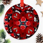 Mid Century Retro Floral 1970s 1960s Pattern 105 Round Ornament (Two Sides) Back