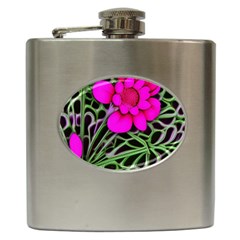 Mid Century Retro Floral 1970s 1960s Pattern 99 Hip Flask (6 Oz) by violetheavensky