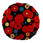 Mid Century Retro Floral 1970s 1960s Pattern 104 Large 18  Premium Flano Round Cushions Front