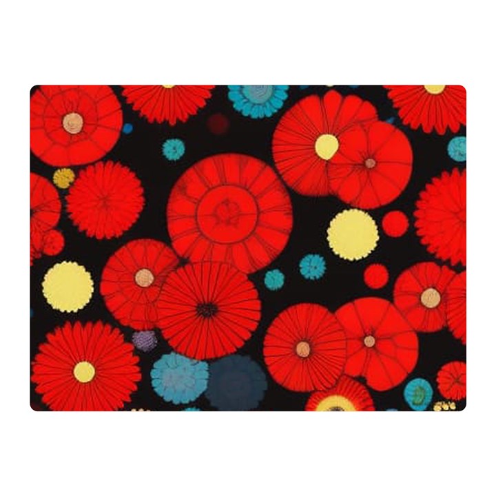 Mid Century Retro Floral 1970s 1960s Pattern 104 Two Sides Premium Plush Fleece Blanket (Mini)