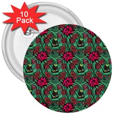 Retro 1880s Flowers Pattern 3 3  Buttons (10 Pack)  by violetheavensky