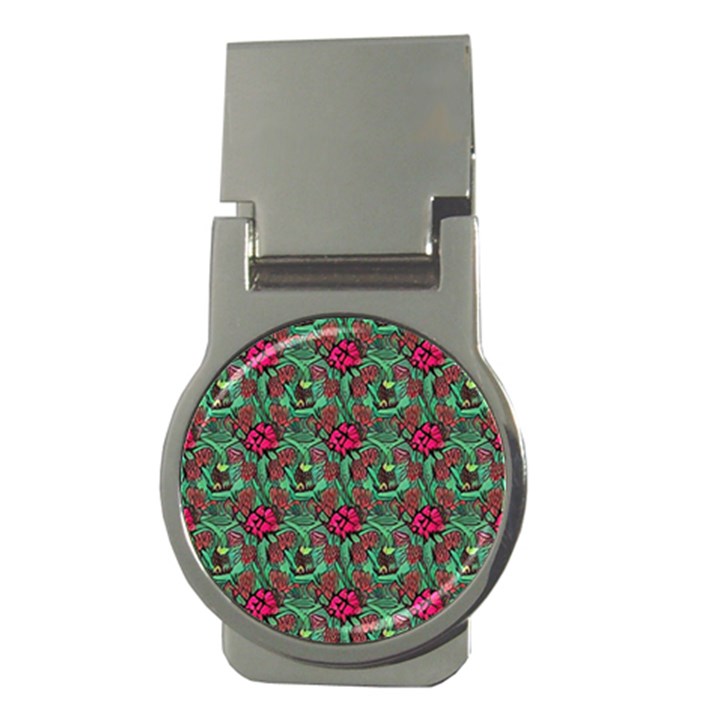 Retro 1880s Flowers Pattern 3 Money Clips (Round) 