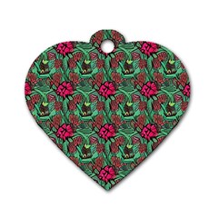 Retro 1880s Flowers Pattern 3 Dog Tag Heart (one Side) by violetheavensky