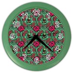 Retro 1880s Flowers Pattern 3 Color Wall Clock Front