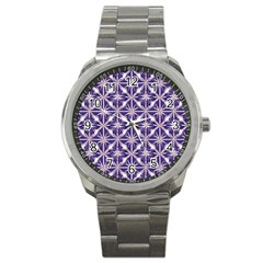 Royal Fractal Pattern 4 Sport Metal Watch by violetheavensky