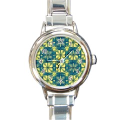 Royal Fractal Pattern 2 Round Italian Charm Watch by violetheavensky