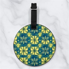 Royal Fractal Pattern 2 Nappa Leather Luggage Tag Round by violetheavensky