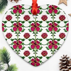 Retro 1880s Flowers Pattern 2 Ornament (heart) by violetheavensky