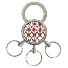 Retro 1880s Flowers Pattern 2 3-ring Key Chain by violetheavensky