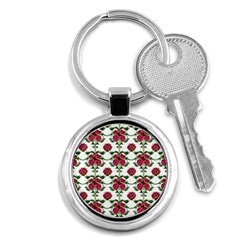 Retro 1880s Flowers Pattern 2 Key Chain (round) by violetheavensky