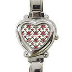 Retro 1880s Flowers Pattern 2 Heart Italian Charm Watch Front