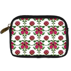 Retro 1880s Flowers Pattern 2 Digital Camera Leather Case by violetheavensky